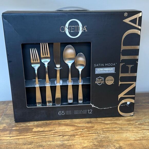 Oneida SATIN MODA 18/10 Stainless 65pc. Flatware Set Service for Twelve - Picture 1 of 6
